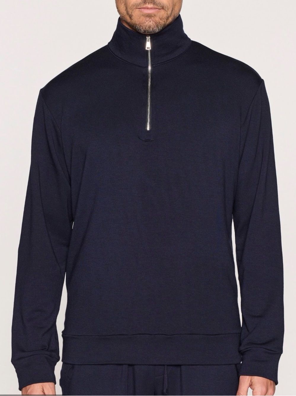 Men's Half-Zip Mock Neck Sweater - Navy